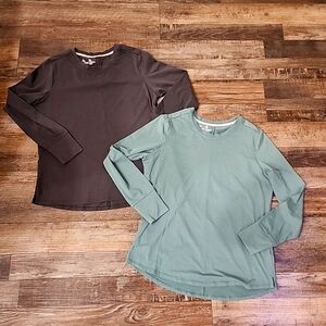 Womens Long Sleeve Shirts - Gray and Green